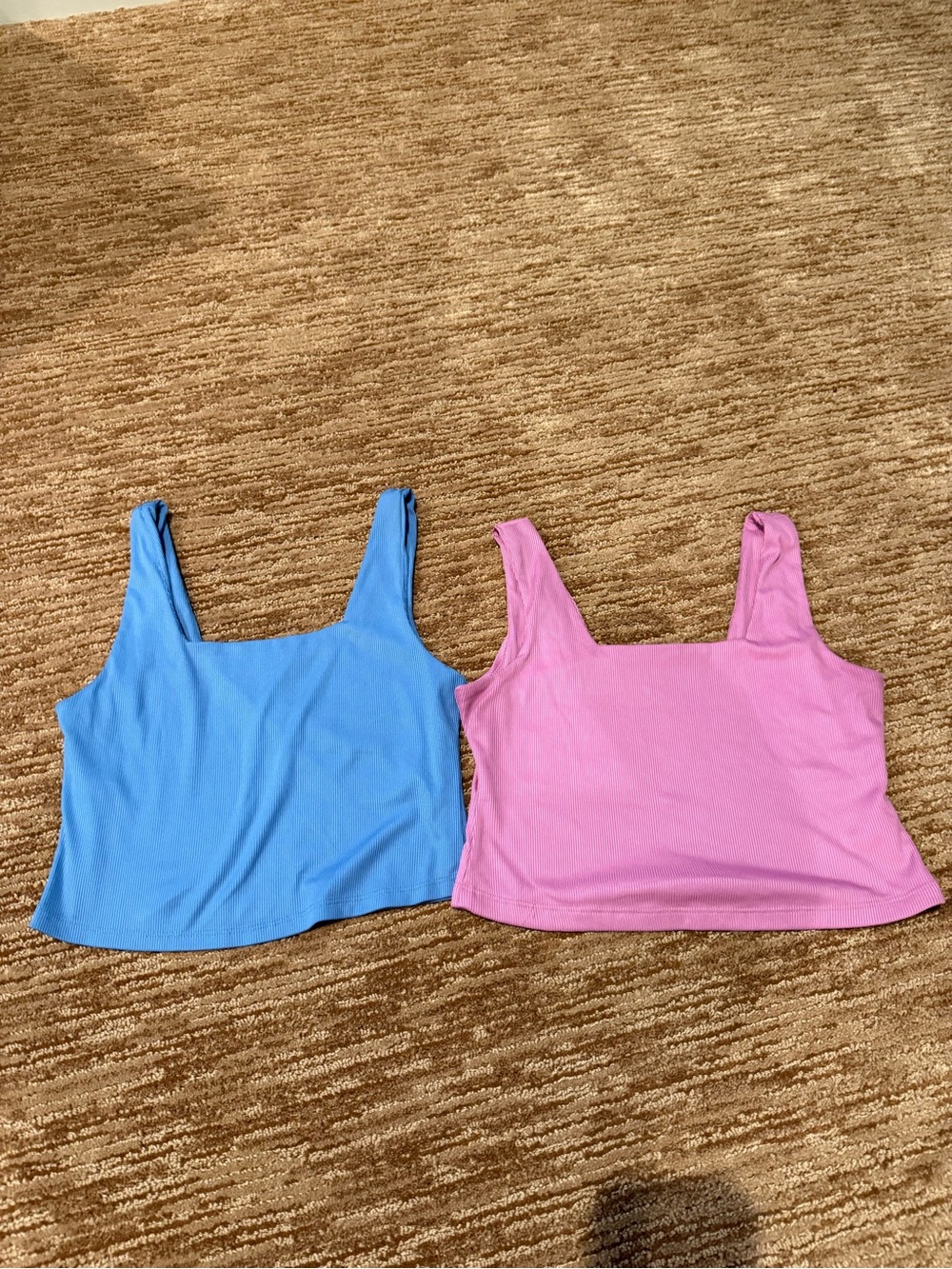 Women’s Square Neck Crop Top - Blue & Pink